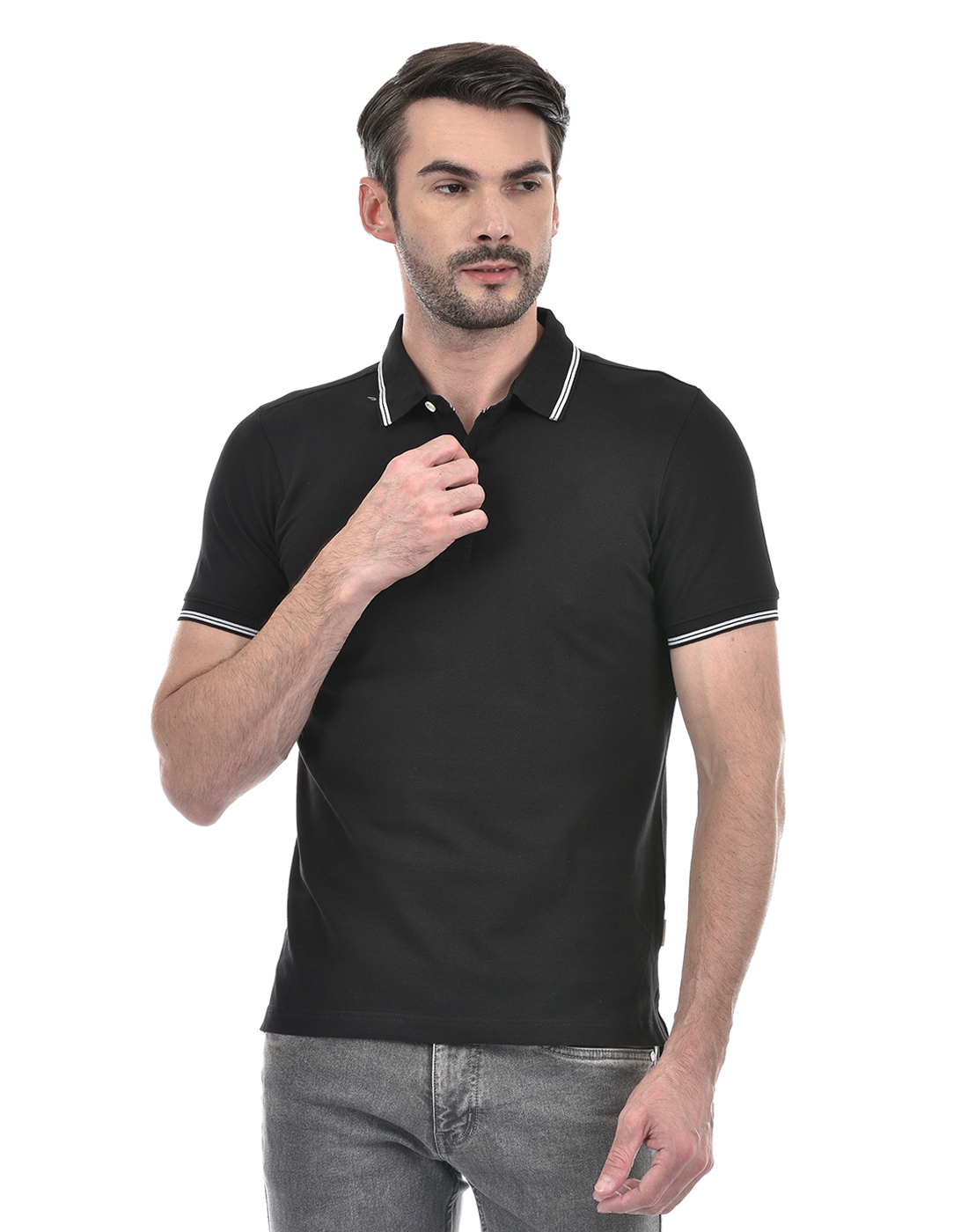 Numero Uno Men Striped Black T-Shirt